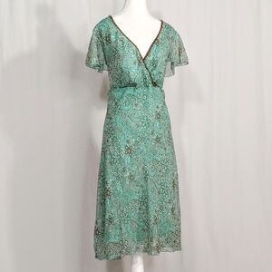 Y2k vintage flutter sleeve midi dress